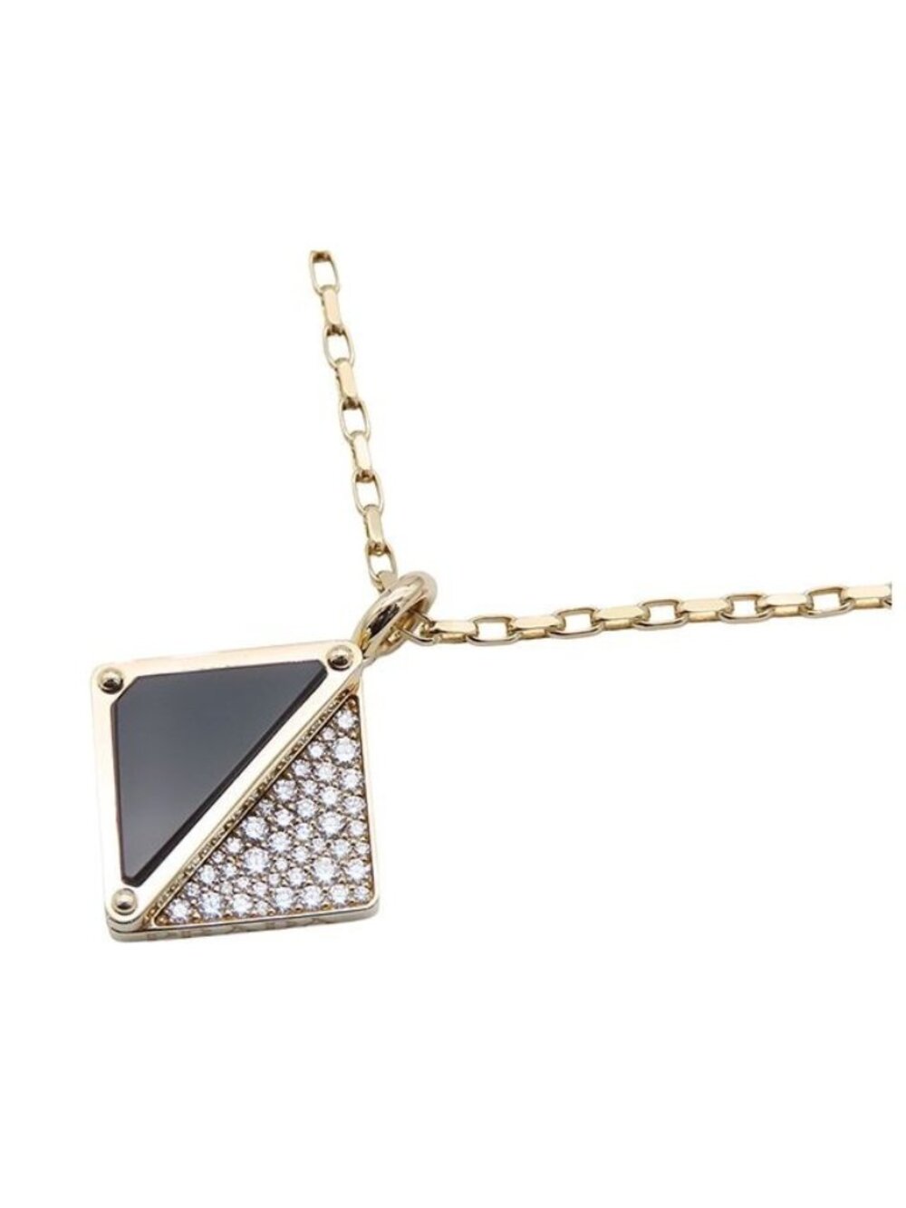 Prada Eternal Gold Pendant Yellow 18K Onyx Diamond Necklace